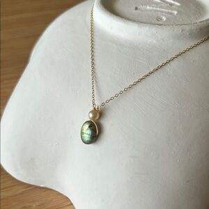 Labradorite & Pearl 14kt Gold Fill Necklace
